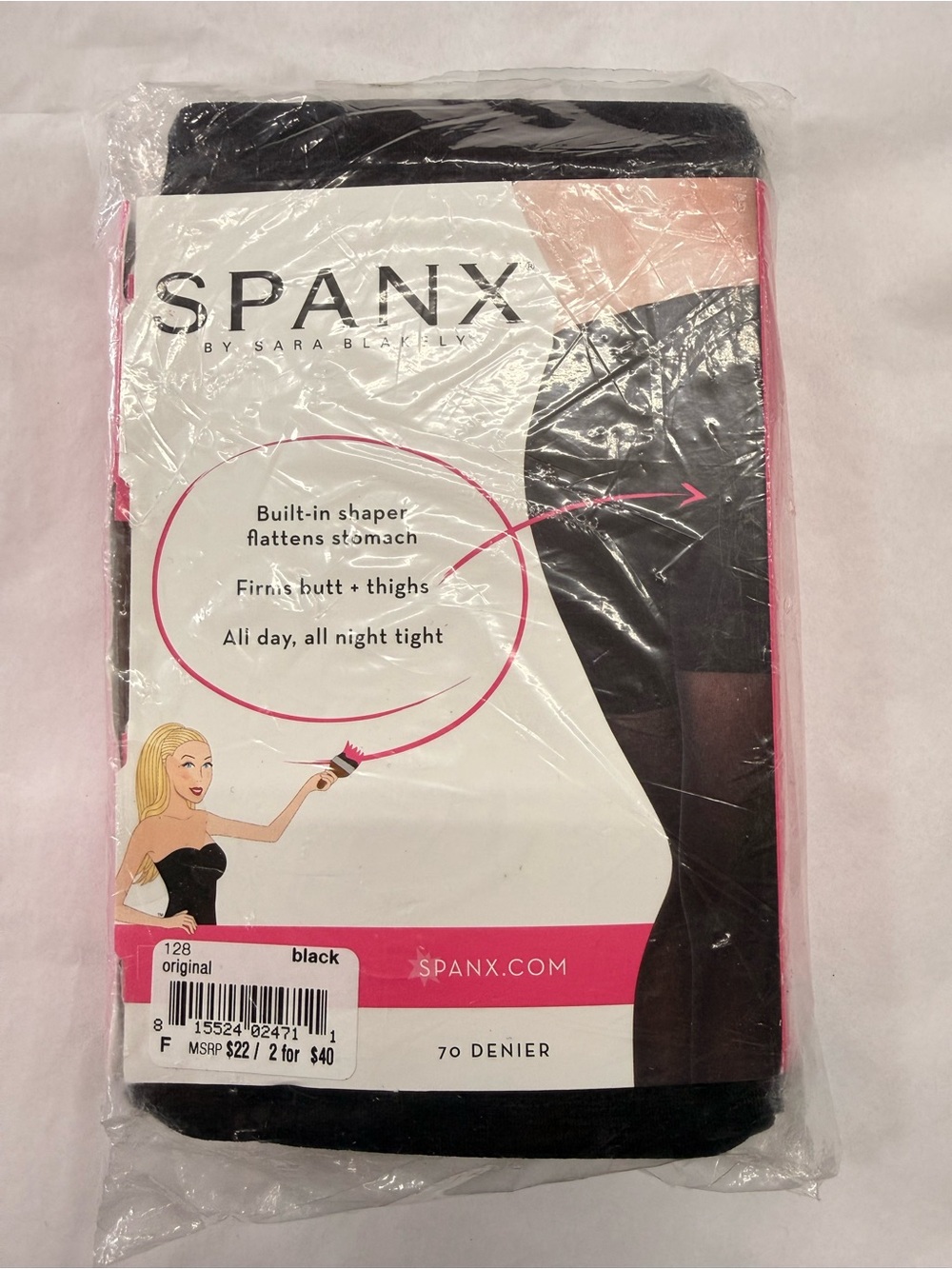 SPANX Tight-End Tights Black 70 Denier Opaque Shaping Tights Size F New